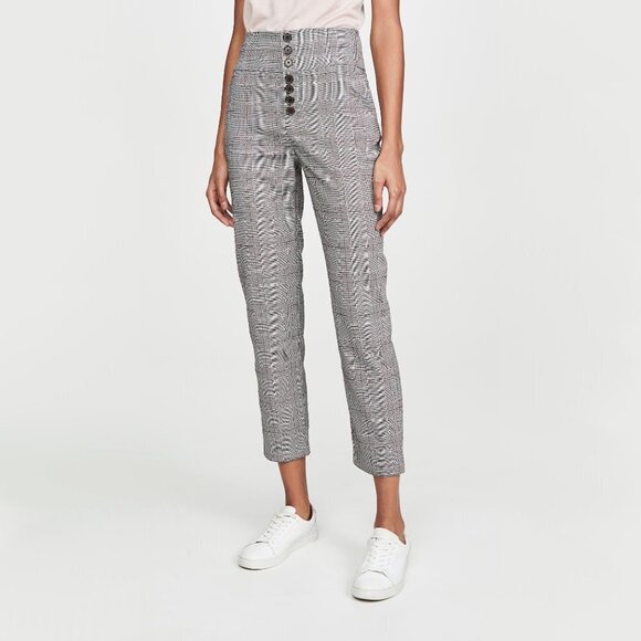 NWT Joie high waisted plaid houndstooth trouser pants, 6 - Picture 8 of 14